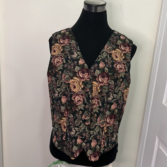 Vintage Northern Tradition Floral Tapestry Vest Waistcoat Size Large - Picture 8 of 12